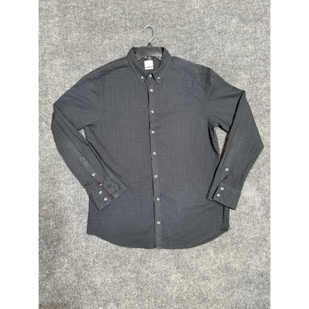 J.B. Holt Standard Long Sleeve Button Down Shirt Sz L Black Casual Classic Work